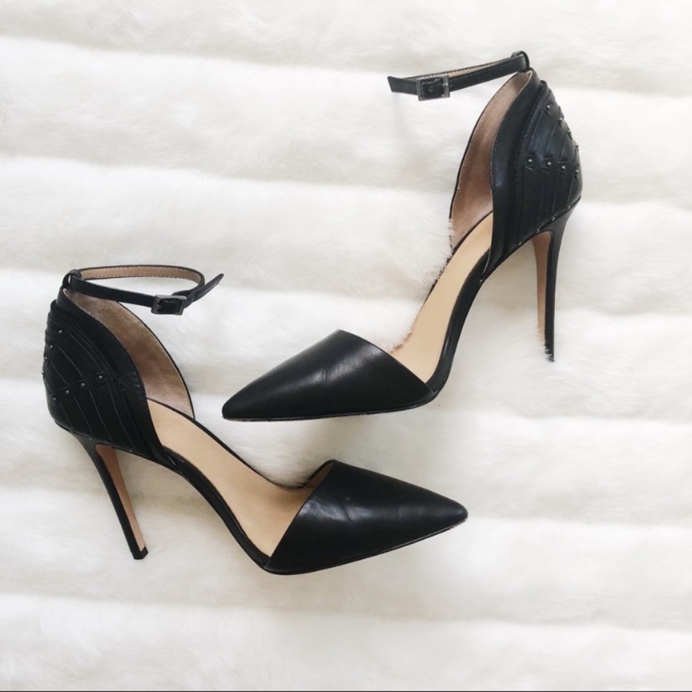 L.A.M.B. Leather Ankle-strap Studded Heels